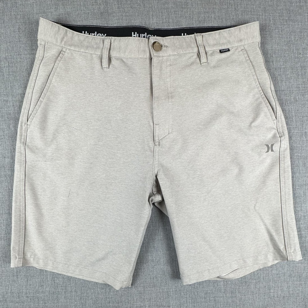 Hurley Hybrid Spacedye Walk Shorts Mens 34 Gray Bermuda 9" Inseam Stretch